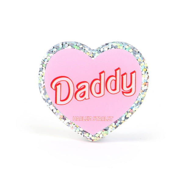 Pin - Daddy Glitter Heart in Pink - Harlem Starlet
