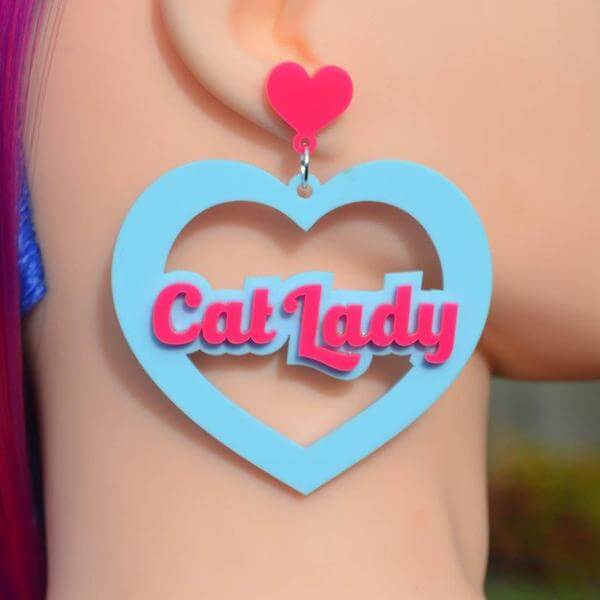 Cat Lady Dangle Earrings | Acrylic Earrings
