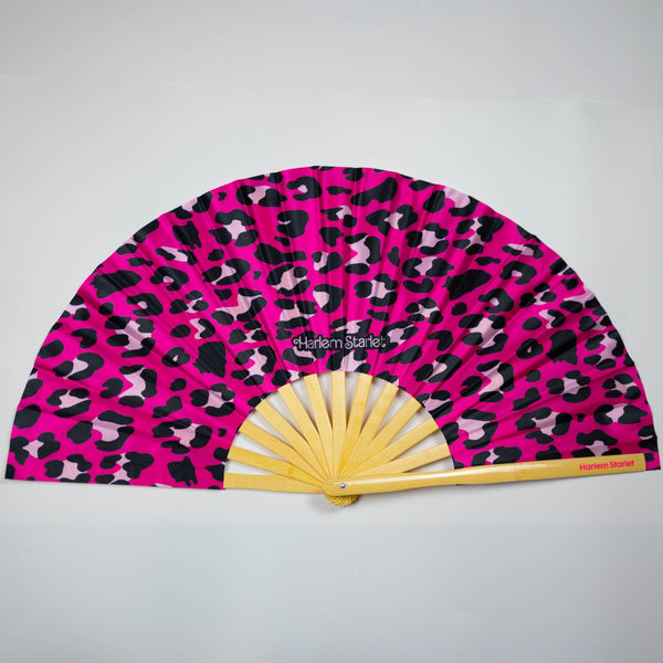 Bamboo Clack Fan - Leopard in Hot Pink - Harlem Starlet