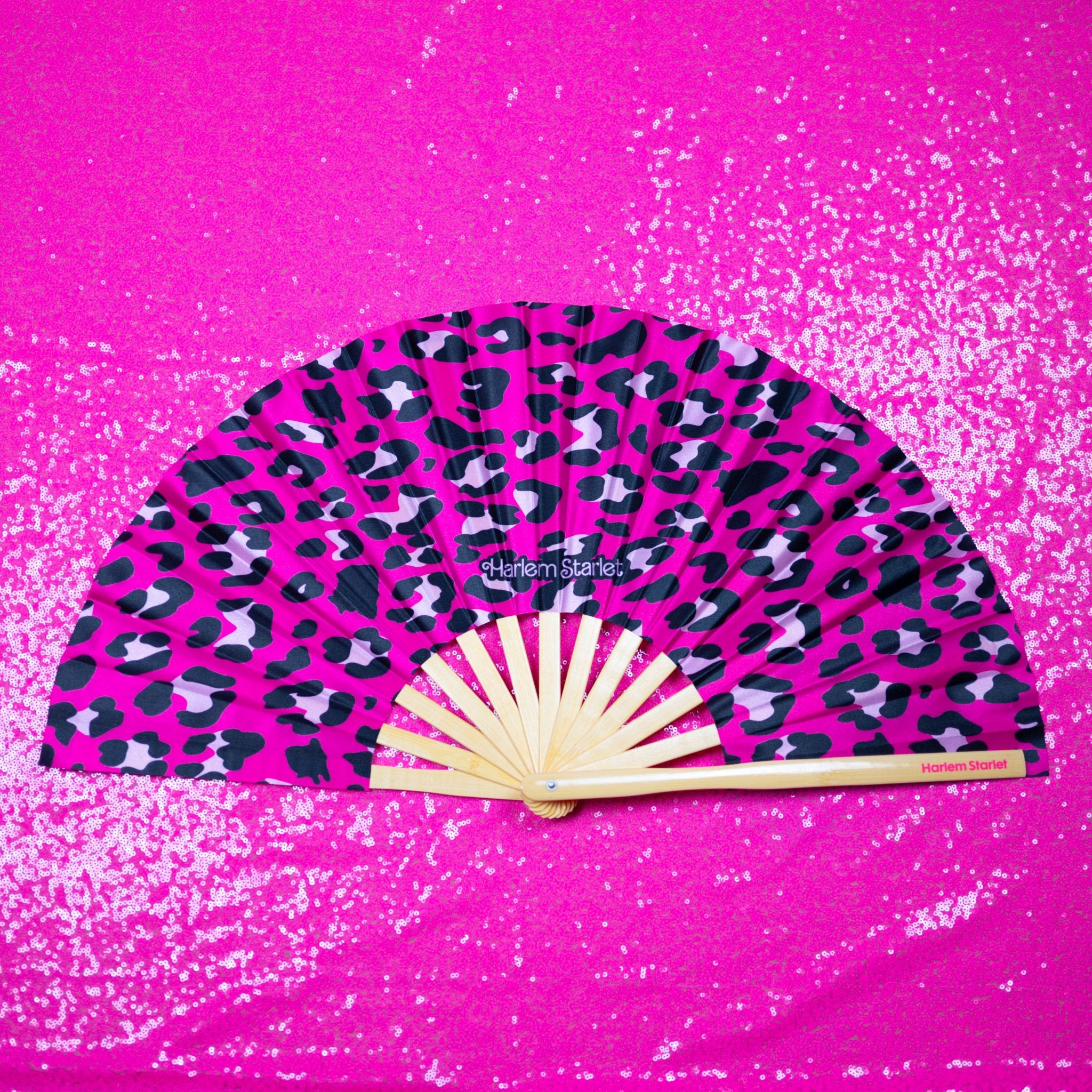 Bamboo Clack Fan - Leopard in Hot Pink - Harlem Starlet