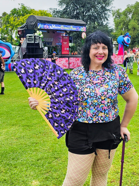 Bamboo Clack Fan - Leopard in Purple - Harlem Starlet