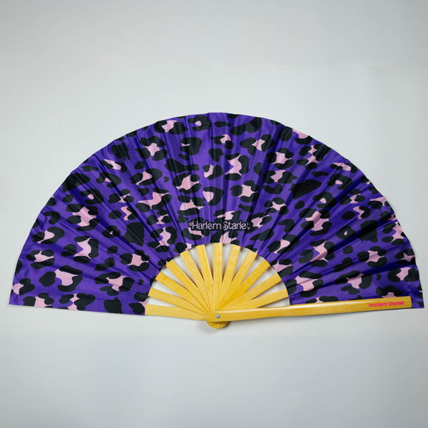 Bamboo Clack Fan - Leopard in Purple - Harlem Starlet