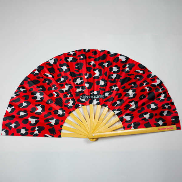 Bamboo Clack Fan - Leopard in Red - Harlem Starlet