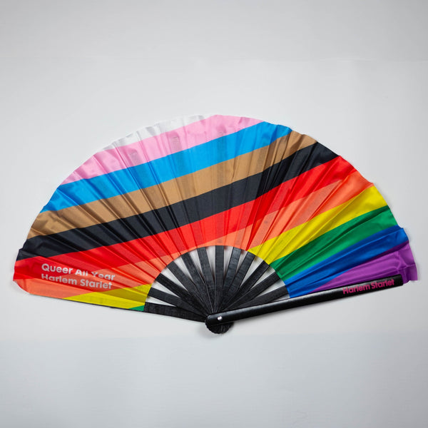 Bamboo Clack Fan - Queer All Year in Progress Flag - Harlem Starlet