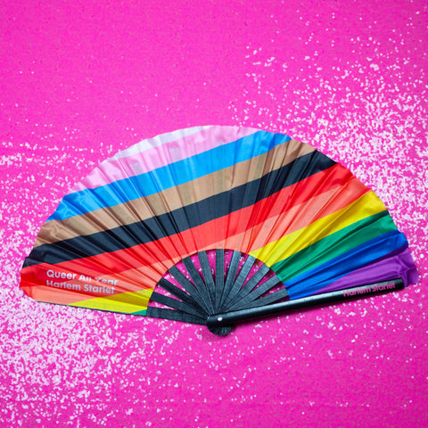 Bamboo Clack Fan - Queer All Year in Progress Flag - Harlem Starlet