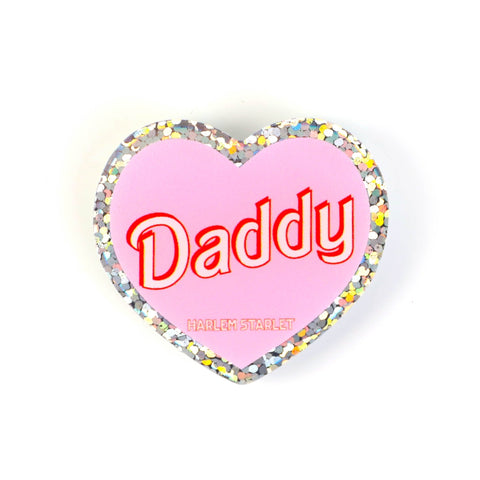 Pin - Daddy Glitter Heart in Pink - Harlem Starlet