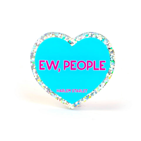 Pin - Ew, People Glitter Heart in Aqua - Harlem Starlet