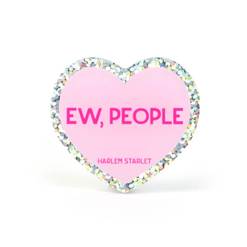 Pin - Ew, People Glitter Heart in Pink - Harlem Starlet