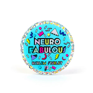 Pin - Neuro Fabulous Round Glitter in Aqua - Harlem Starlet