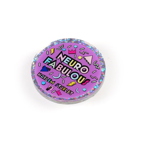 Pin - Neuro Fabulous Round Glitter in Purple - Harlem Starlet