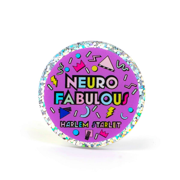 Pin - Neuro Fabulous Round Glitter in Purple - Harlem Starlet