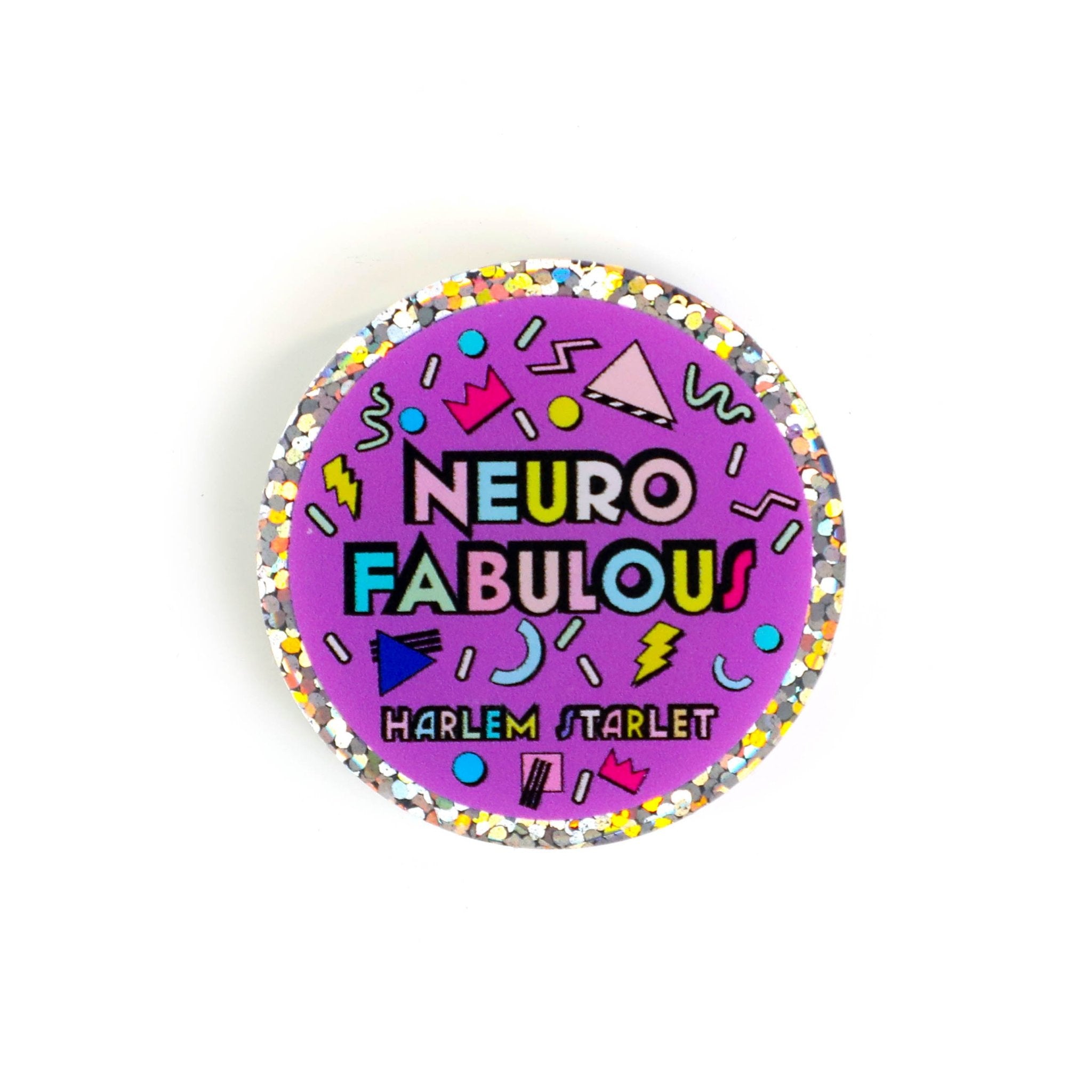 Pin - Neuro Fabulous Round Glitter in Purple - Harlem Starlet