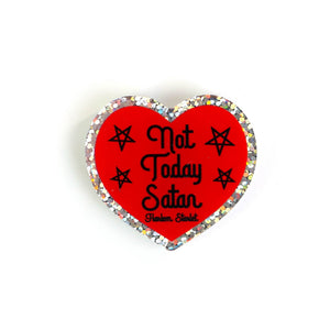 Pin - Not Today Satan Glitter Heart in Red - Harlem Starlet