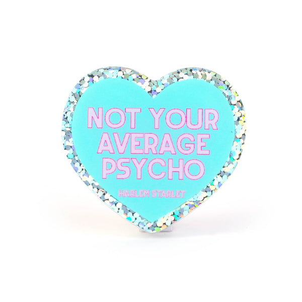 Pin - Not Your Average Psycho Glitter Heart in Mint - Harlem Starlet