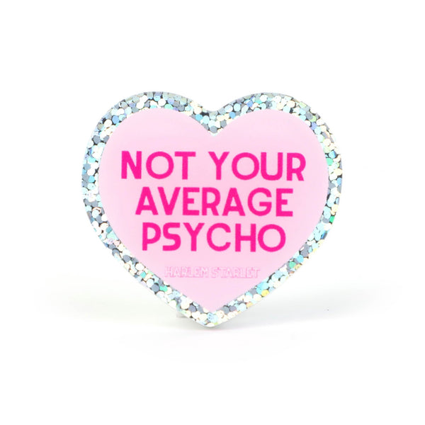 Pin - Not Your Average Psycho Glitter Heart in Pink - Harlem Starlet