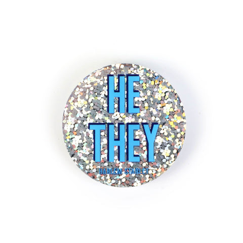 Pin - Pronoun Pin He / They in Glitter Blue - Harlem Starlet