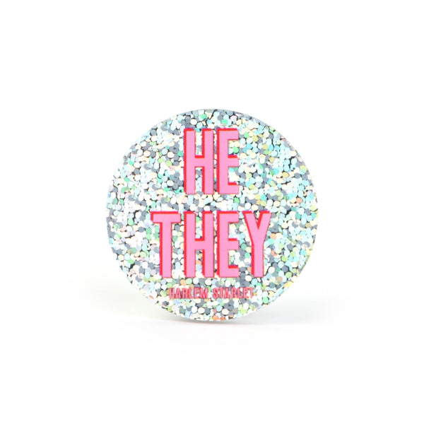 Pin - Pronoun Pin He / They in Glitter Pink - Harlem Starlet