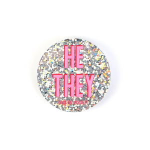 Pin - Pronoun Pin He / They in Glitter Pink - Harlem Starlet