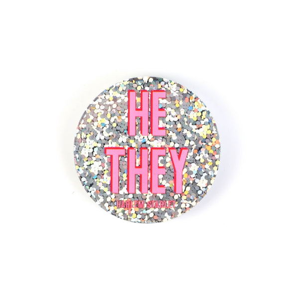 Pin - Pronoun Pin He / They in Glitter Pink - Harlem Starlet