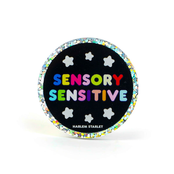 Pin - Sensory Sensitive Round Glitter in Black - Harlem Starlet