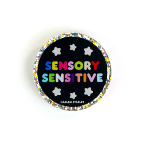 Pin - Sensory Sensitive Round Glitter in Black - Harlem Starlet