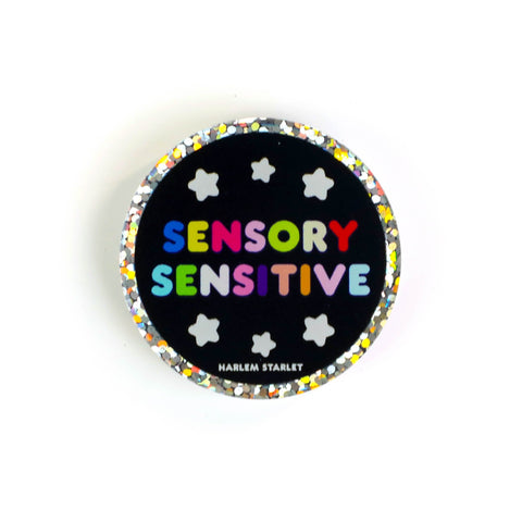 Pin - Sensory Sensitive Round Glitter in Black - Harlem Starlet