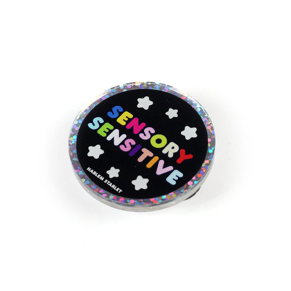 Pin - Sensory Sensitive Round Glitter in Black - Harlem Starlet