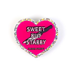 Pin - Sweet But Stabby Glitter Heart in Hot Pink - Harlem Starlet