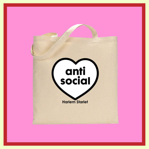 Tote Bag - Anti Social Heart in Black / White - Harlem Starlet