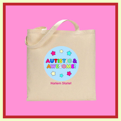 Tote Bag - Autistic and Awesome in Blue - Harlem Starlet