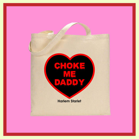 Tote Bag - Choke Me Daddy Heart in Natural / Black - Harlem Starlet