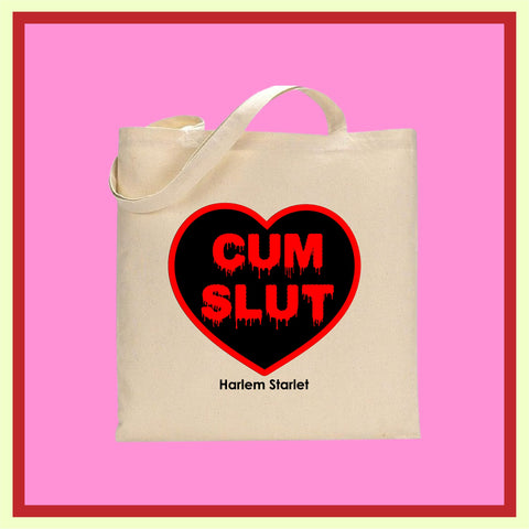 Tote Bag - Cum Slut Heart in Natural / Black - Harlem Starlet