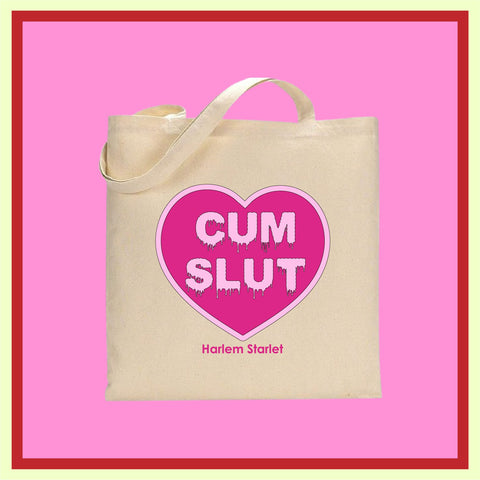 Tote Bag - Cum Slut Heart in Natural / Pink - Harlem Starlet