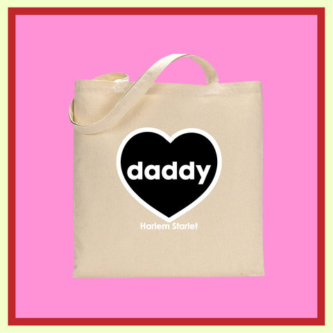 Tote Bag - Daddy Heart in Black / White - Harlem Starlet