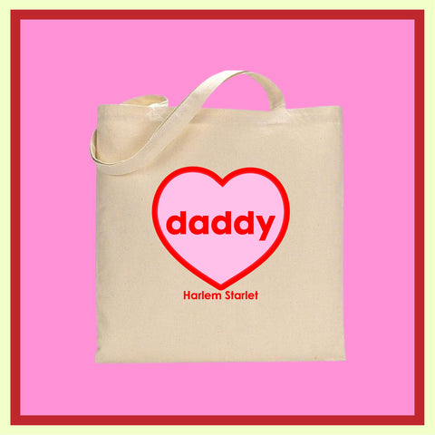 Tote Bag - Daddy Heart in Red / Pink - Harlem Starlet