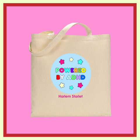 Tote Bag - Powered by ADHD in Blue - Harlem Starlet